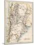 Map of Agentina, Uruguay, and Paraguay in the 1870s-null-Mounted Premium Giclee Print