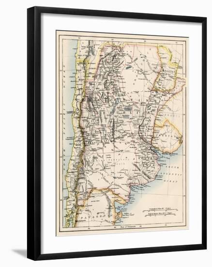 Map of Agentina, Uruguay, and Paraguay in the 1870s-null-Framed Giclee Print