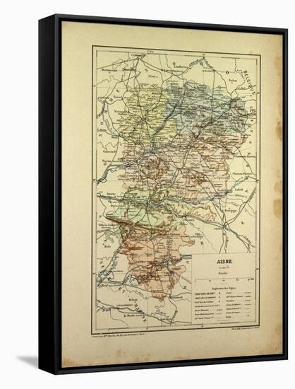 Map of Aisne France-null-Framed Stretched Canvas