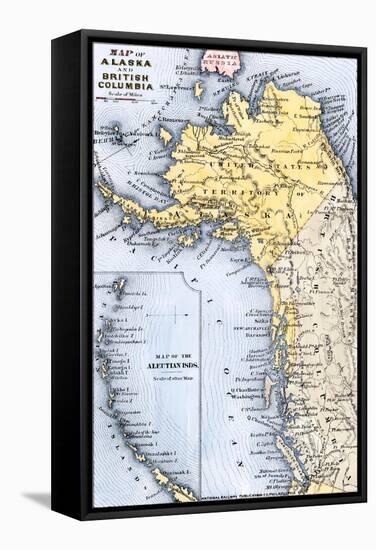 Map of Alaska, the Aleutian Islands, and British Columbia, 1872-null-Framed Stretched Canvas