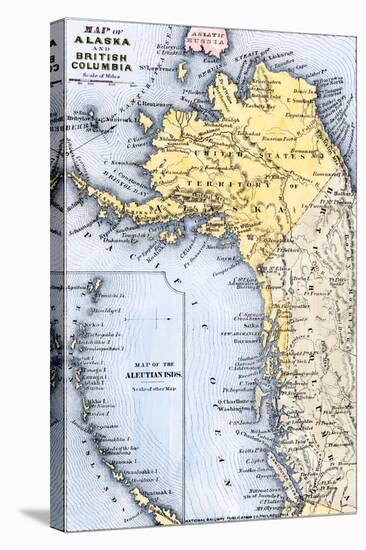 Map of Alaska, the Aleutian Islands, and British Columbia, 1872-null-Stretched Canvas