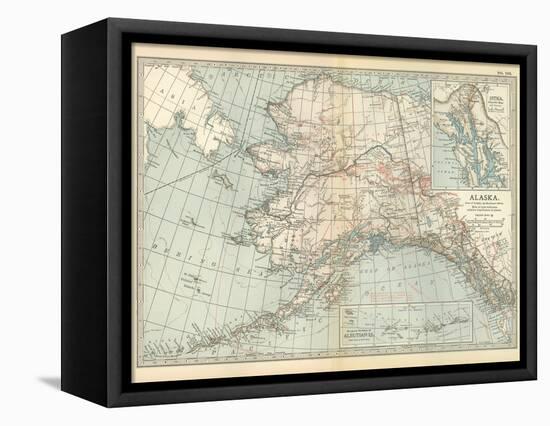 Map of Alaska. United States. Inset Maps of Sitka, and Aleutian Islands-Encyclopaedia Britannica-Framed Stretched Canvas