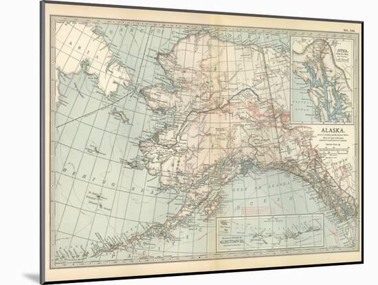 Map of Alaska. United States. Inset Maps of Sitka, and Aleutian Islands-Encyclopaedia Britannica-Mounted Art Print