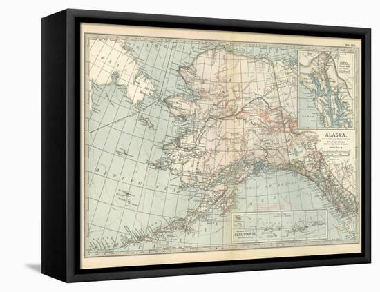 Map of Alaska. United States. Inset Maps of Sitka, and Aleutian Islands-Encyclopaedia Britannica-Framed Stretched Canvas