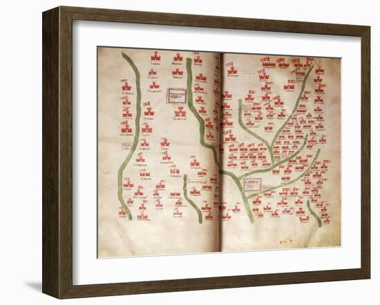 Map of Alba and Asti Neighborhood, Piedmont Region-null-Framed Giclee Print