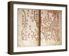 Map of Alba and Asti Neighborhood, Piedmont Region-null-Framed Giclee Print