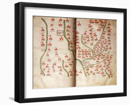 Map of Alba and Asti Neighborhood, Piedmont Region-null-Framed Giclee Print