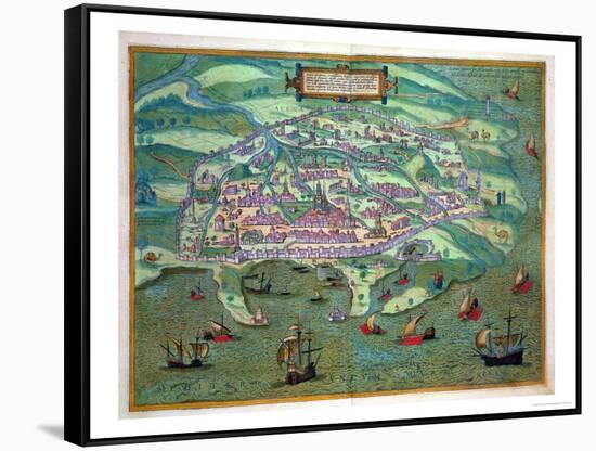 Map of Alexandria, from "Civitates Orbis Terrarum" by Georg Braun and Frans Hogenberg, circa 1572-Joris Hoefnagel-Framed Stretched Canvas