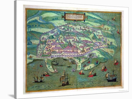 Map of Alexandria, from "Civitates Orbis Terrarum" by Georg Braun and Frans Hogenberg, circa 1572-Joris Hoefnagel-Stretched Canvas