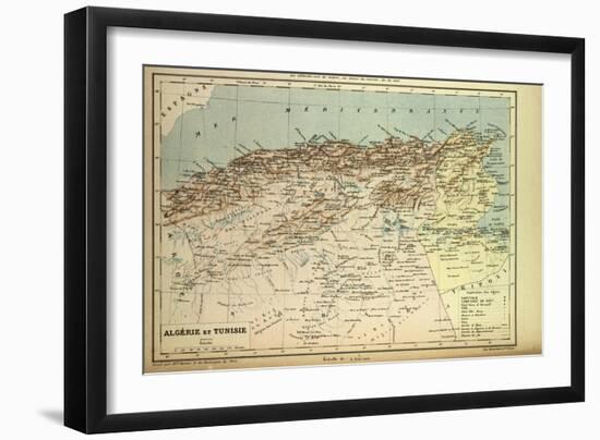 Map of Algeria and Tunisia-null-Framed Giclee Print