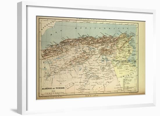 Map of Algeria and Tunisia-null-Framed Giclee Print