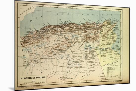 Map of Algeria and Tunisia-null-Mounted Giclee Print
