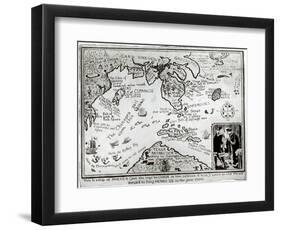 Map of America and Directions to China as Believed to Be a Copy of a 16th Century Original-null-Framed Giclee Print