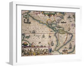 Map of America by Gerardo Mercatore, 1512-1594-null-Framed Giclee Print