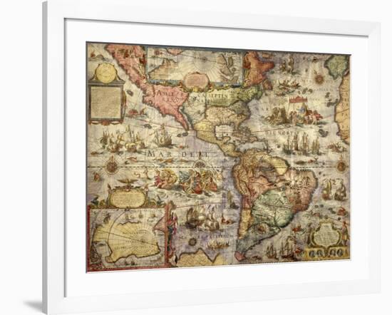 Map of America Created by Joan Blaeu, 1686-null-Framed Giclee Print