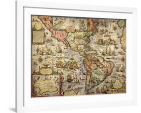 Map of America Created by Joan Blaeu, 1686-null-Framed Giclee Print