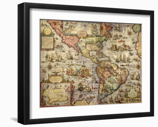 Map of America Created by Joan Blaeu, 1686-null-Framed Giclee Print