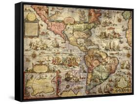 Map of America Created by Joan Blaeu, 1686-null-Framed Stretched Canvas