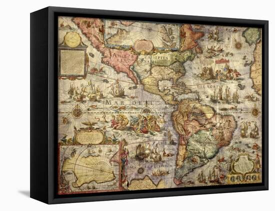 Map of America Created by Joan Blaeu, 1686-null-Framed Stretched Canvas