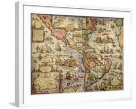 Map of America Created by Joan Blaeu, 1686-null-Framed Giclee Print