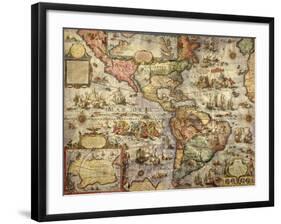 Map of America Created by Joan Blaeu, 1686-null-Framed Giclee Print