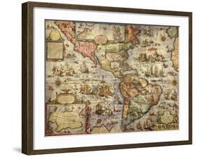 Map of America Created by Joan Blaeu, 1686-null-Framed Giclee Print