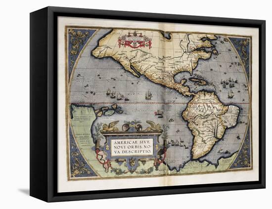 Map of America-Abraham Ortelius-Framed Stretched Canvas
