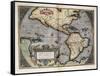 Map of America-Abraham Ortelius-Framed Stretched Canvas