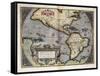 Map of America-Abraham Ortelius-Framed Stretched Canvas