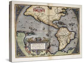 Map of America-Abraham Ortelius-Stretched Canvas