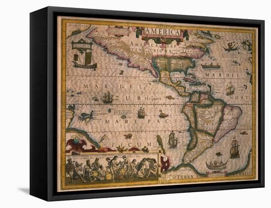 Map of America-Gerardus Mercator-Framed Stretched Canvas