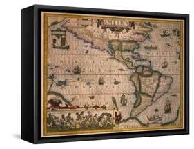 Map of America-Gerardus Mercator-Framed Stretched Canvas