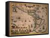 Map of America-Gerardus Mercator-Framed Stretched Canvas