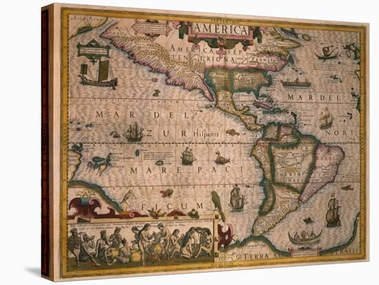 Map of America-Gerardus Mercator-Stretched Canvas