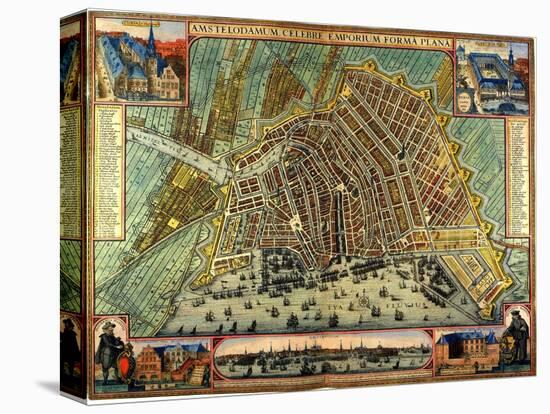 Map of Amsterdam 1633-Gerardus Mercator-Stretched Canvas