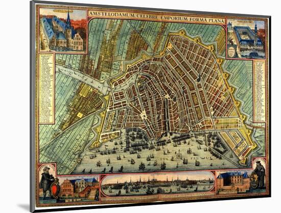 Map of Amsterdam 1633-Gerardus Mercator-Mounted Giclee Print