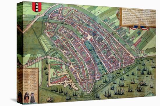 Map of Amsterdam, from "Civitates Orbis Terrarum" by Georg Braun and Frans Hogenburg, circa 1572-Joris Hoefnagel-Stretched Canvas