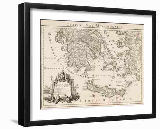 Map of ancient Greece and part of Turkey engraving-Guillaume Delisle-Framed Giclee Print