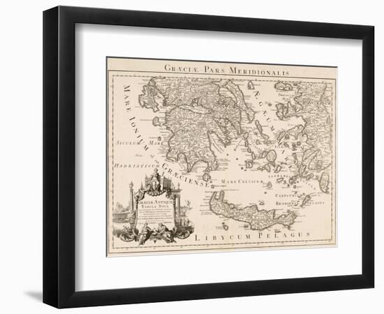 Map of ancient Greece and part of Turkey engraving-Guillaume Delisle-Framed Premium Giclee Print