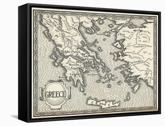 Map of Ancient Greece-Henry Justice Ford-Framed Stretched Canvas