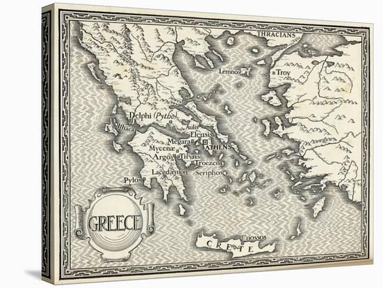 Map of Ancient Greece-Henry Justice Ford-Stretched Canvas