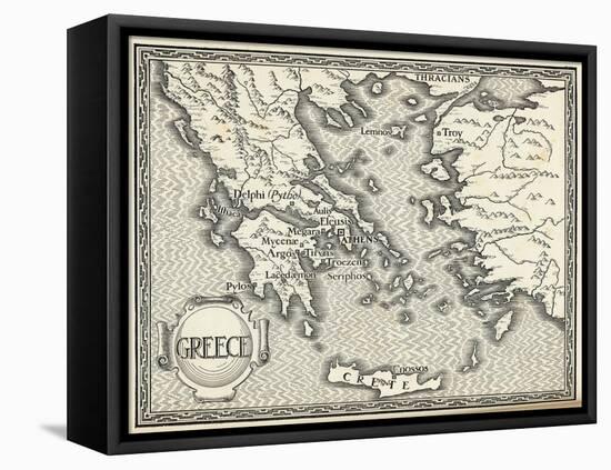 Map of Ancient Greece-Henry Justice Ford-Framed Stretched Canvas