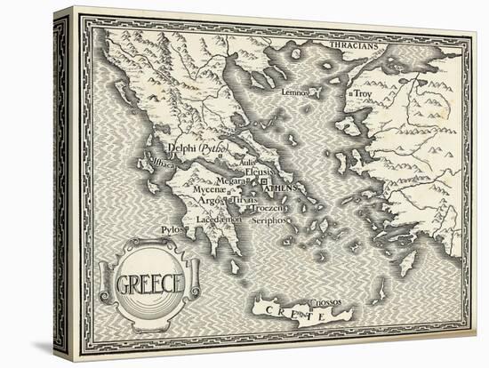 Map of Ancient Greece-Henry Justice Ford-Stretched Canvas