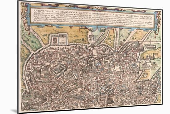 Map of Ancient Rome from Civitates Orbis Terrarum-null-Mounted Premium Giclee Print