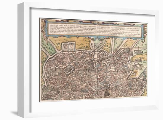 Map of Ancient Rome from Civitates Orbis Terrarum-null-Framed Giclee Print