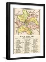 Map of Ancient Rome Showing the Fourteen Regions under Caesar Augustus, c.1 Ad-null-Framed Giclee Print