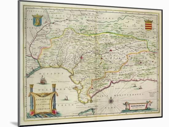 Map of Andalusia, Spain, 1634-Willem Blaeu-Mounted Giclee Print