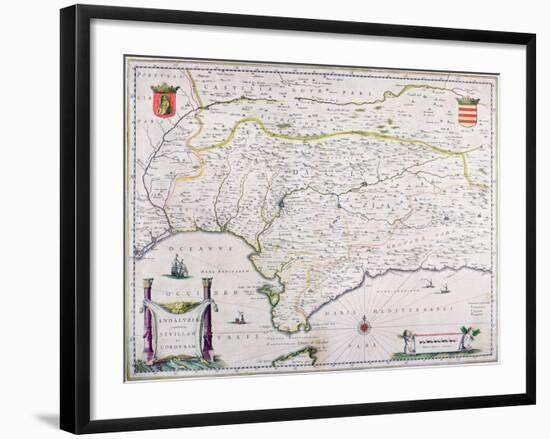 Map of Andalusia, Spain-null-Framed Premium Giclee Print