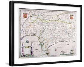 Map of Andalusia, Spain-null-Framed Premium Giclee Print