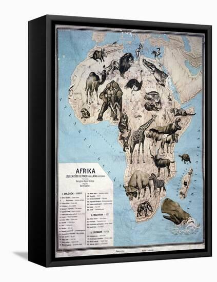 Map of Animals in Africa Sf-Janos Balint-Framed Stretched Canvas